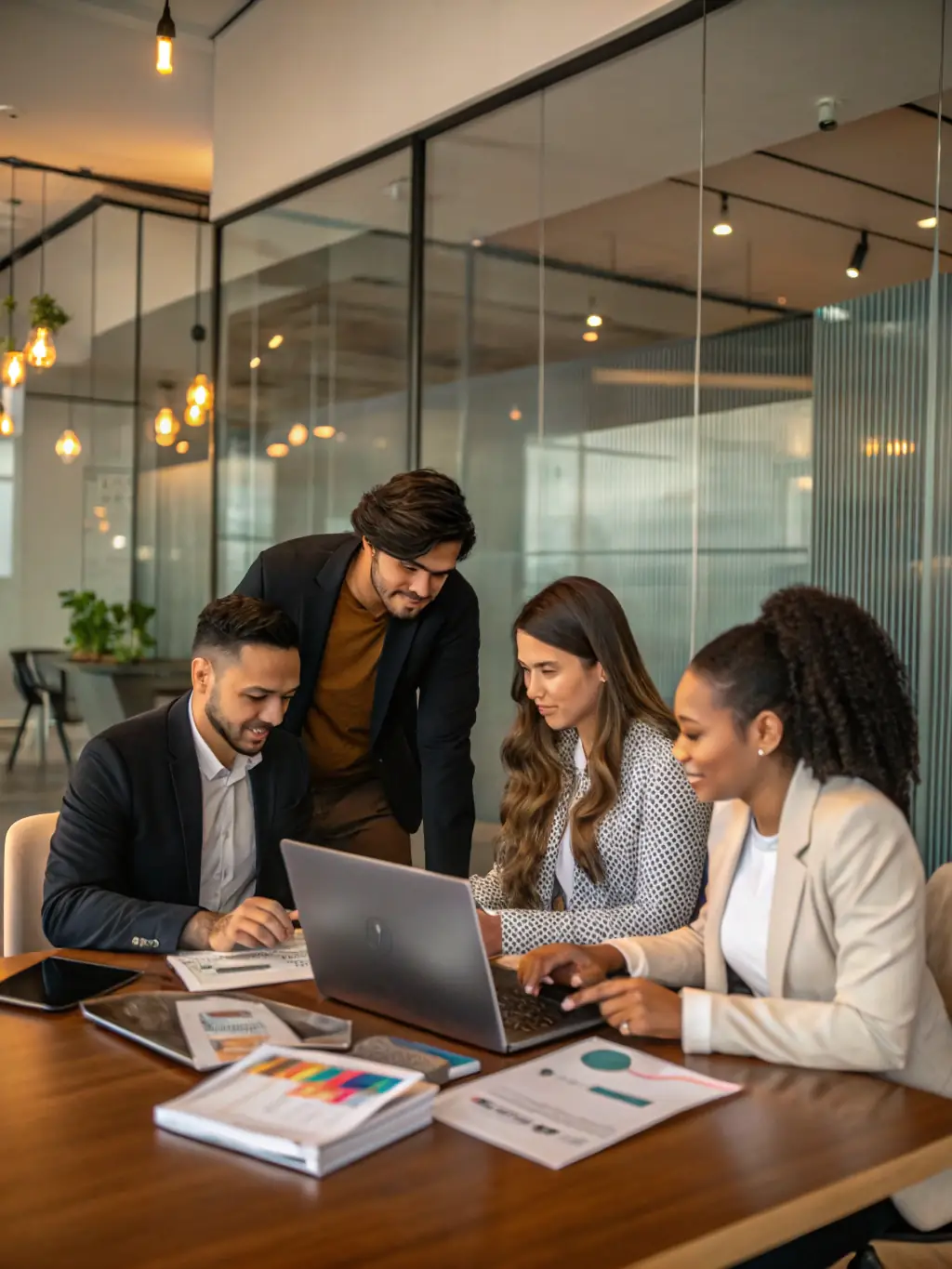 A public relations team crafting a compelling narrative for a client, managing media relations and stakeholder engagement.